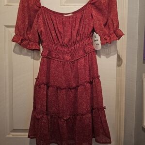 Red floral print dress